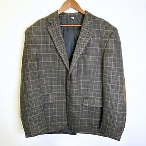 Alex Cannon Houndstooth Plaid Wool 2-Button Blazer‎ Size XL